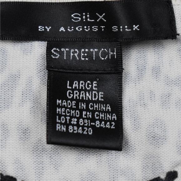 SILX August Silk black/cream leopard print cardigan sweater size SLIM FIT Large - Picture 3 of 6